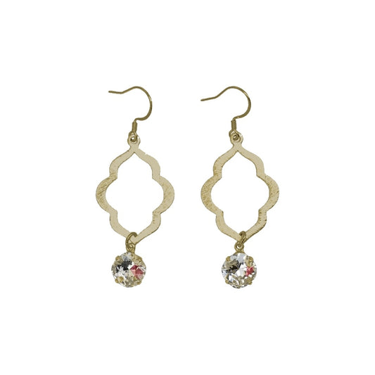 Crystal Clear & Gold Marquise Drop Earrings
