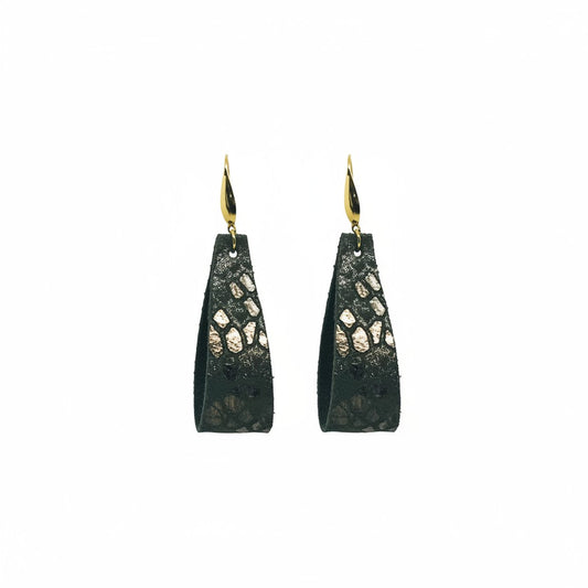 Mystic Bronze and Khaki Snake Leather Earrings