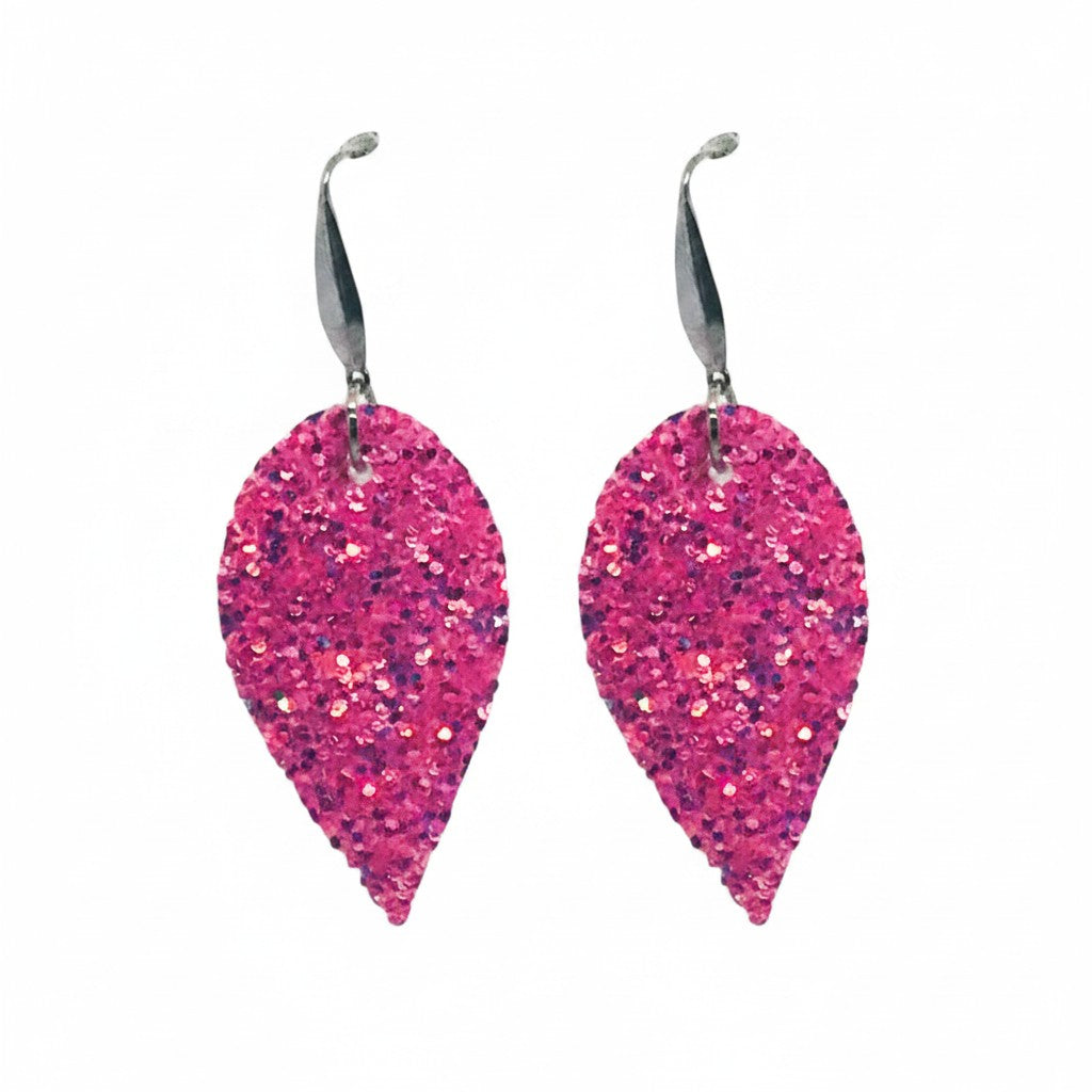 Pink Pop Glitter Mini Teardrop Earrings