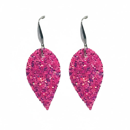 Pink Pop Glitter Mini Teardrop Earrings