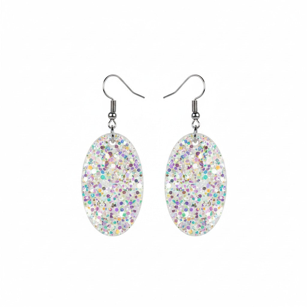 Confetti Spark Glitter Mini Oval Earrings