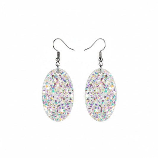 Confetti Spark Glitter Mini Oval Earrings