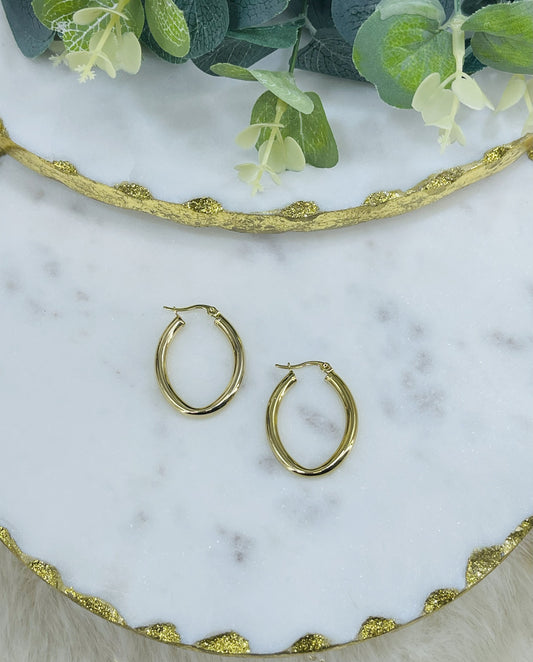 Thick Oval Hoop Earrings