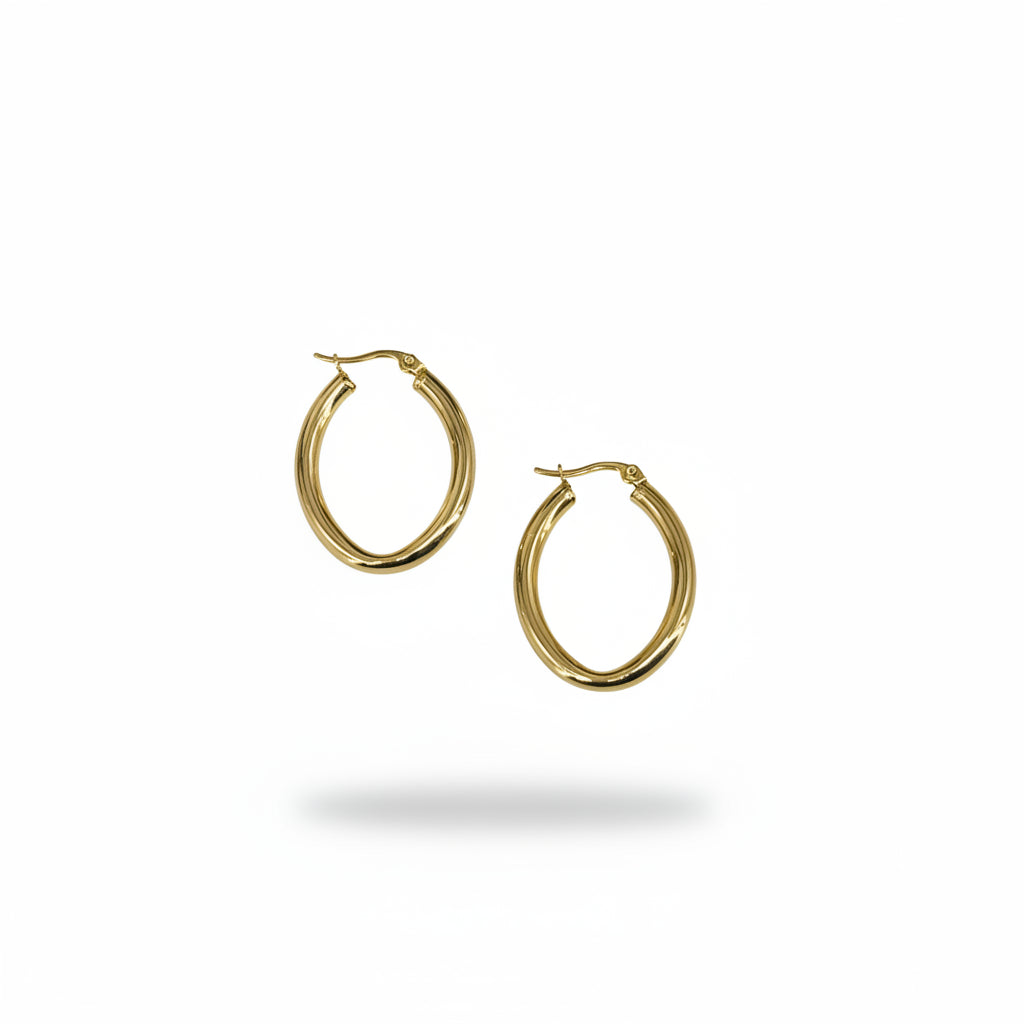 Thick Oval Hoop Earrings
