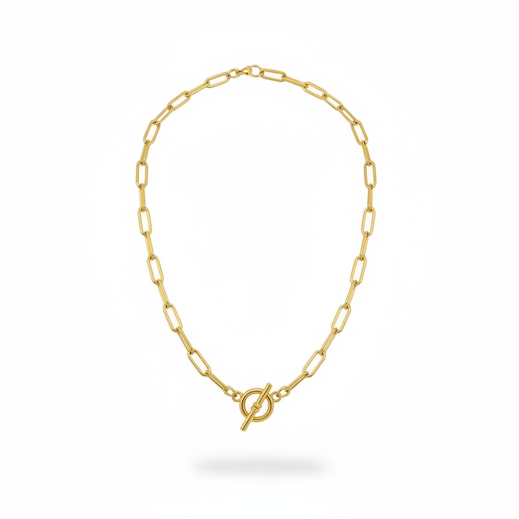 Textured Gold Paperclip Chain Necklace