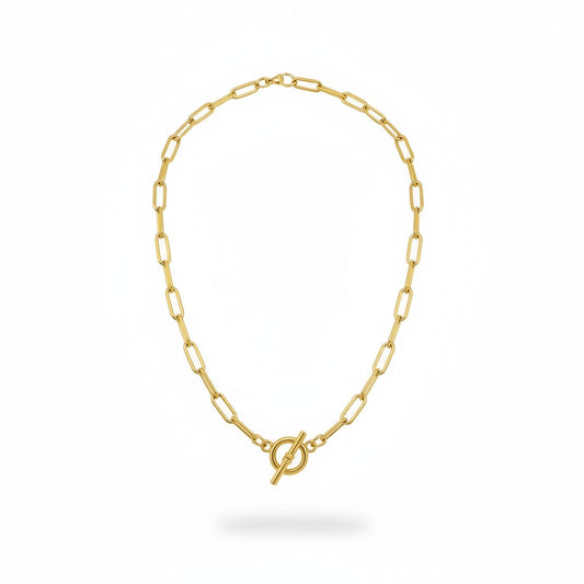 Textured Gold Paperclip Chain Necklace