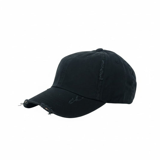 Black Ladies Distressed Ponytail Hat