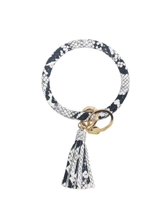 Black and White Snakeskin Bangle Keychain