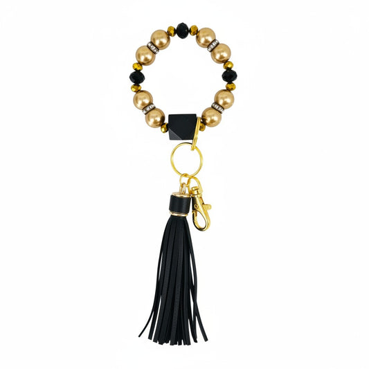 Black and Gold Glass Bead Keychain