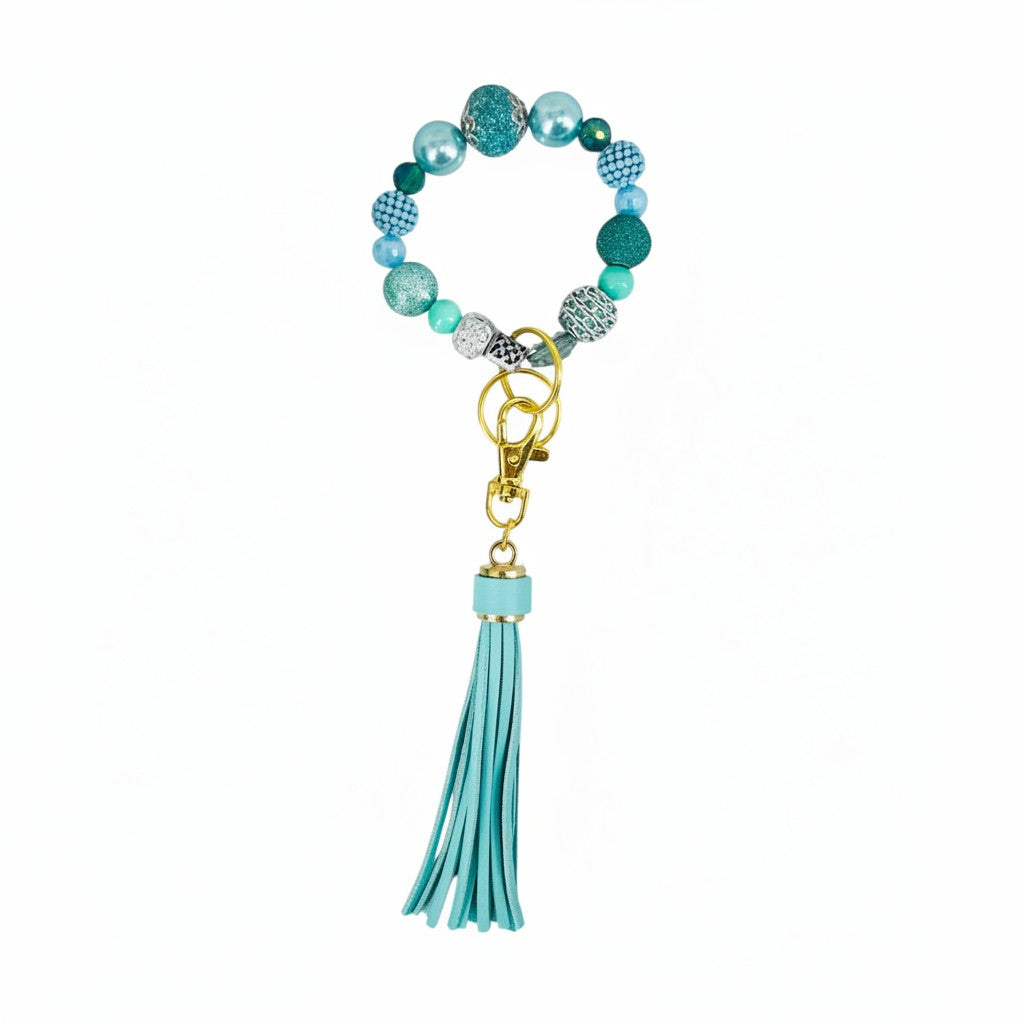 Turquoise Glass Bead Keychain