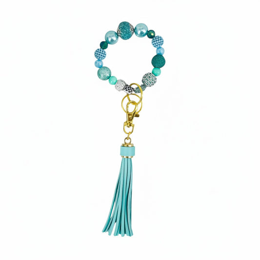 Turquoise Glass Bead Keychain
