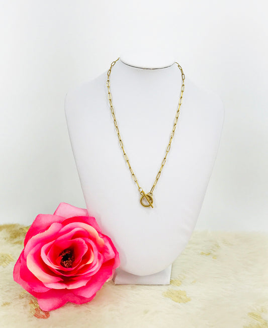 Stainless Steel Smooth Paperclip Chain Necklace - N768