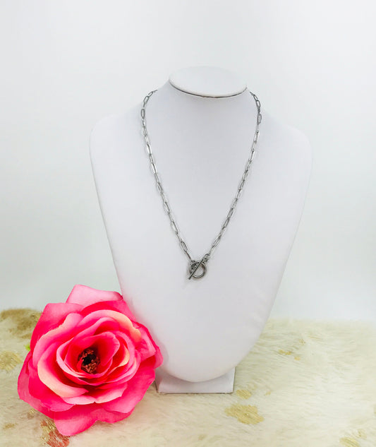 Stainless Steel Smooth Paperclip Chain Necklace - N770