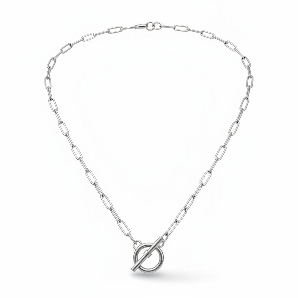 Smooth Silver Paperclip Chain Necklace
