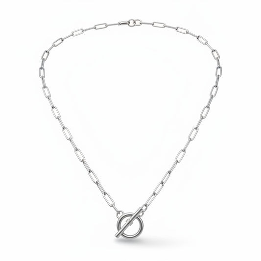 Smooth Silver Paperclip Chain Necklace