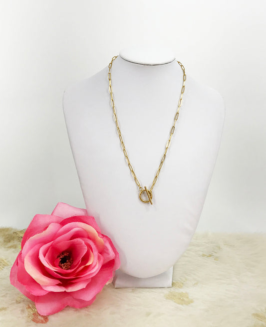 Stainless Steel Smooth Paperclip Chain Necklace - N773