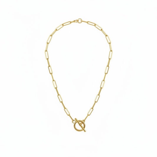Smooth Gold Paperclip Chain Necklace