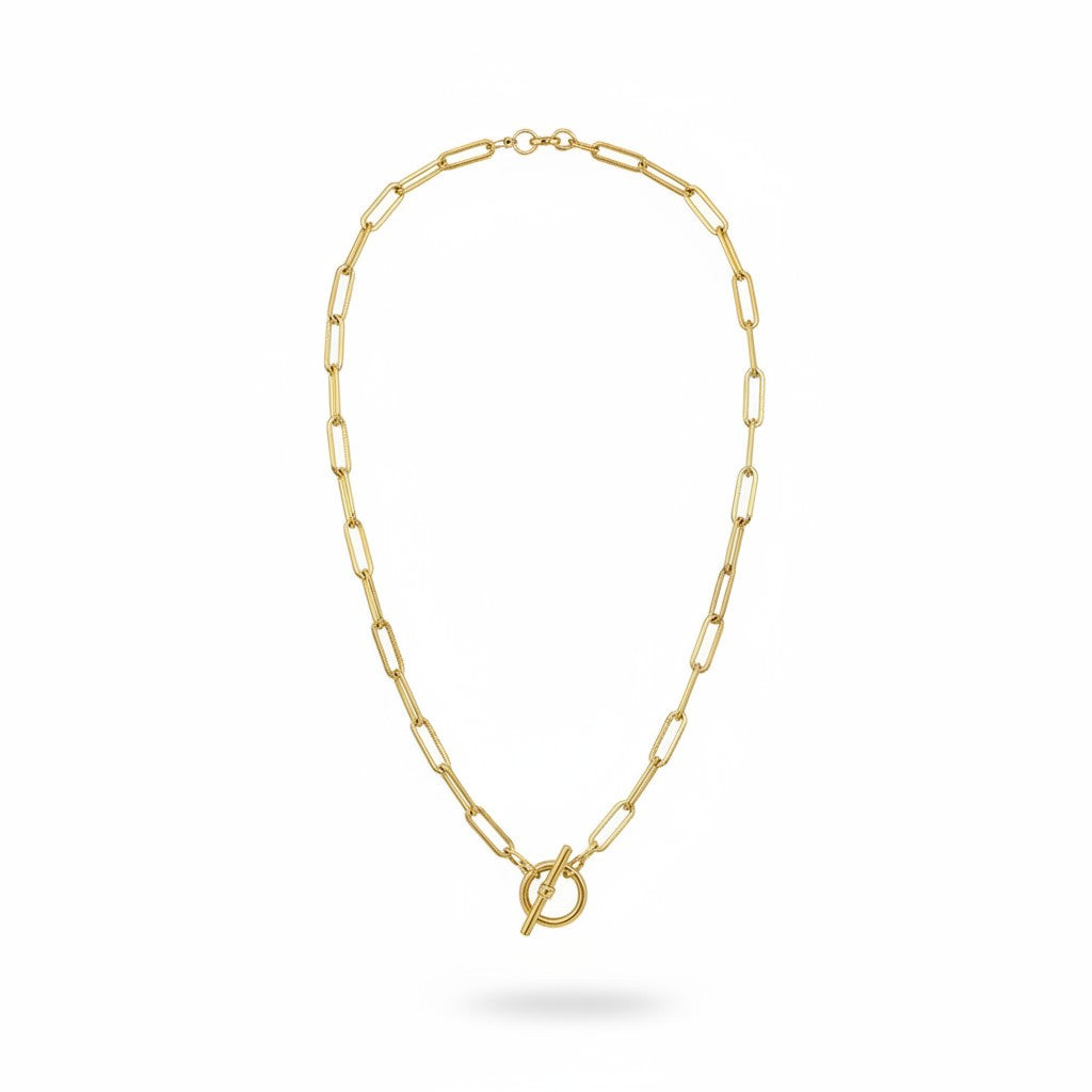 Textured Gold Paperclip Chain Necklace