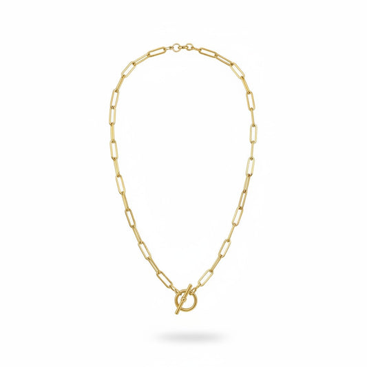 Textured Gold Paperclip Chain Necklace