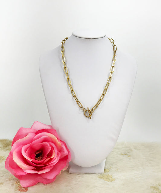 Stainless Steel Large Paperclip Chain Necklace - N775