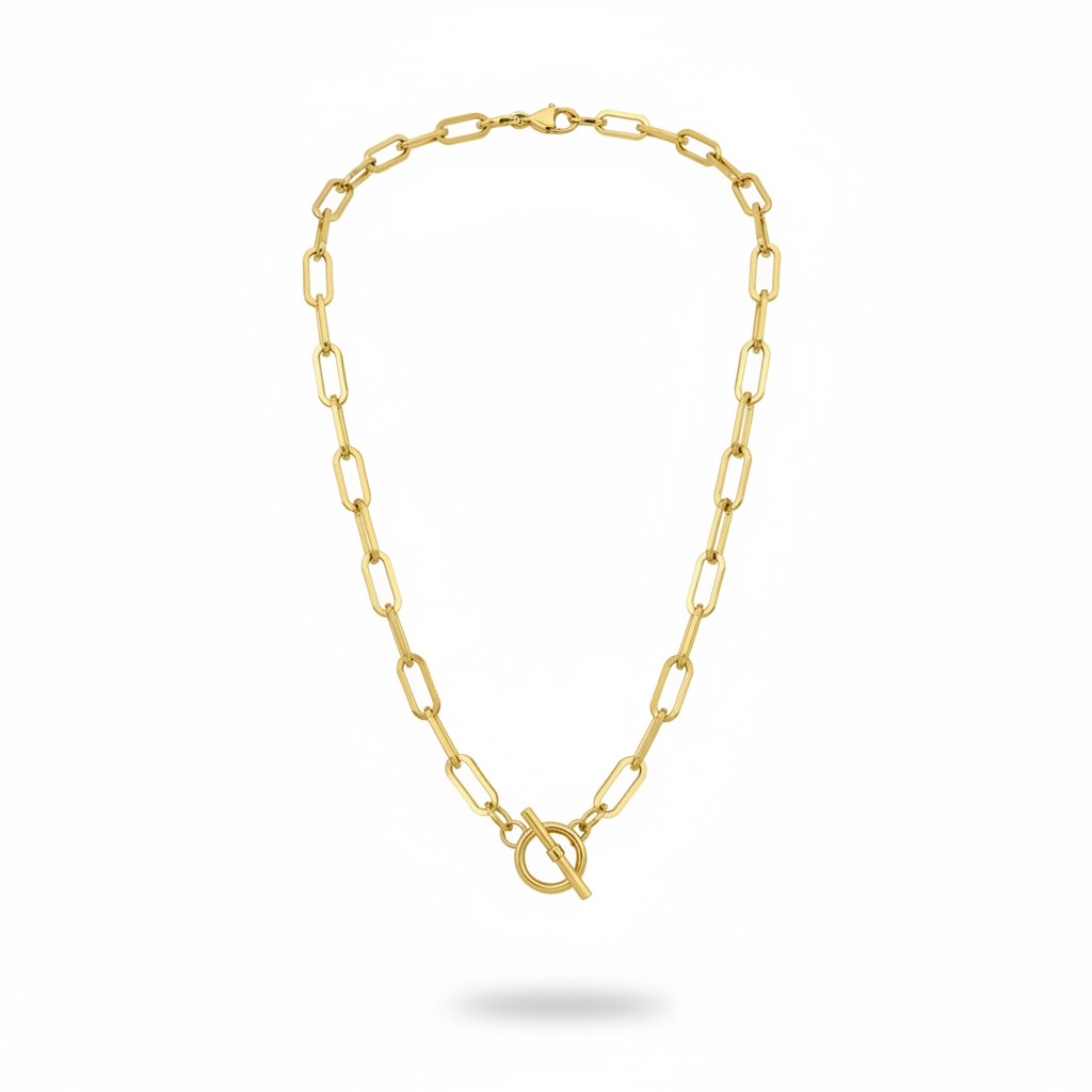 Large Gold Paperclip Chain Necklace