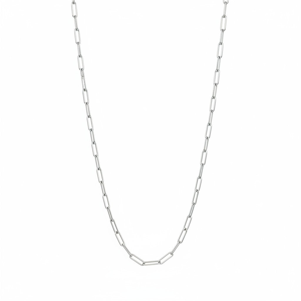 Smooth Stainless Steel Paperclip Chain Necklace