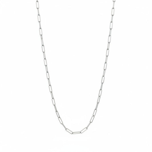 Smooth Stainless Steel Paperclip Chain Necklace