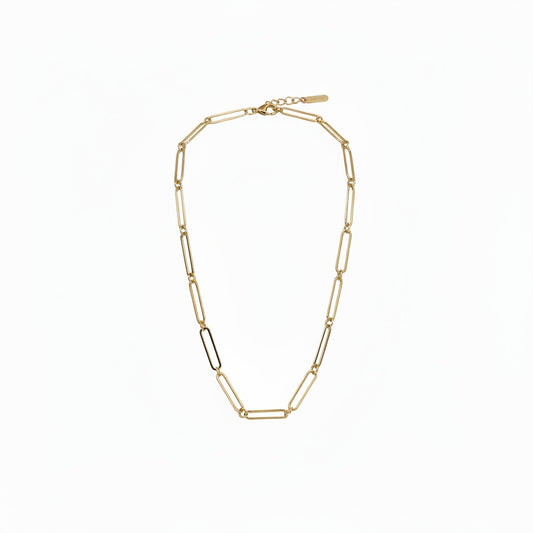 Gold Smooth Paperclip Chain Necklace