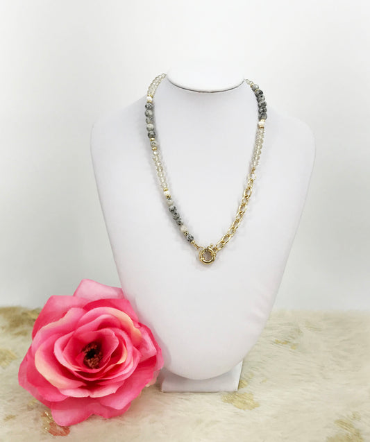 Natural Gemstone & Chain Necklace - N788