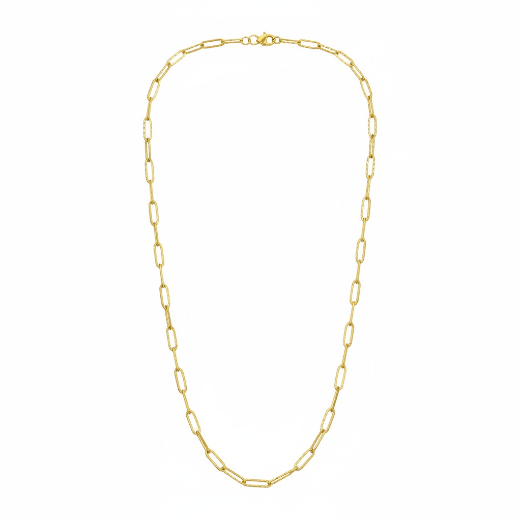 Textured Gold Paperclip Chain Necklace