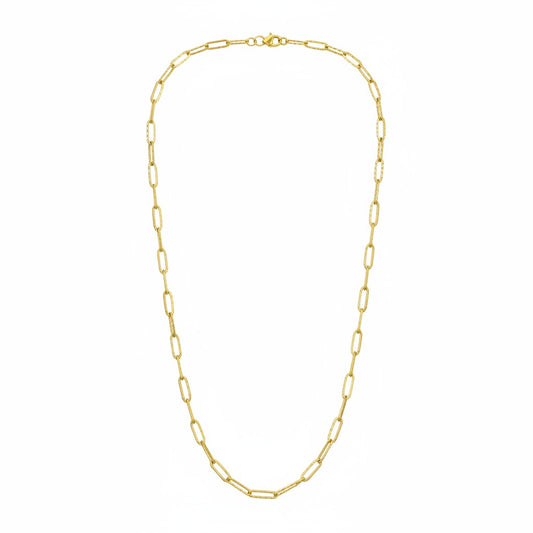 Textured Gold Paperclip Chain Necklace