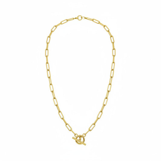 Textured Gold Paperclip Chain Necklace