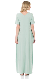 Light Green Short Sleeve Maxi Dress - C202