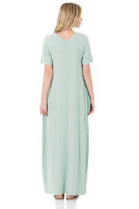 Light Green Short Sleeve Maxi Dress - C202