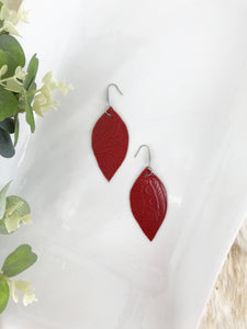 Embossed Red Leather Earrings - E19-036