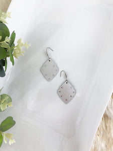 Silver Leather Earrings with Rhinestones - E19-058