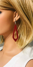 Load image into Gallery viewer, Red Leather Earrings with Rhinestones - E19-070