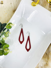 Load image into Gallery viewer, Red Leather Earrings with Rhinestones - E19-070