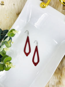 Red Leather Earrings with Rhinestones - E19-070