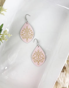 Genuine Baby Pink Leather Earrings - E19-082
