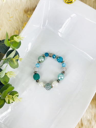 Big & Bold Collection Glass Bead Stretchy Bracelet - B1004