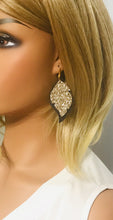 Load image into Gallery viewer, Brown and Gold Glitter Leather Earrings - E19-1006