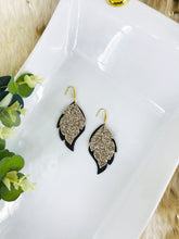 Load image into Gallery viewer, Brown and Gold Glitter Leather Earrings - E19-1006