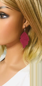 Dark Raspberry Dazzle Leather Earrings - E19-1014
