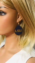 Load image into Gallery viewer, LSU Themed Leather Earrings - E19-1023
