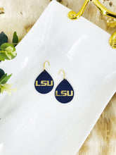 Load image into Gallery viewer, LSU Themed Leather Earrings - E19-1023