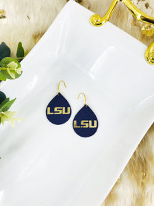 LSU Themed Leather Earrings - E19-1023