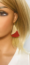 Load image into Gallery viewer, Red Suede and Mystic Gold Leather Earrings - E19-1035