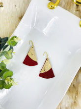Load image into Gallery viewer, Red Suede and Mystic Gold Leather Earrings - E19-1035