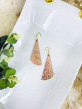 Load image into Gallery viewer, Gold and Pink Crocodile Leather Earrings - E19-1040